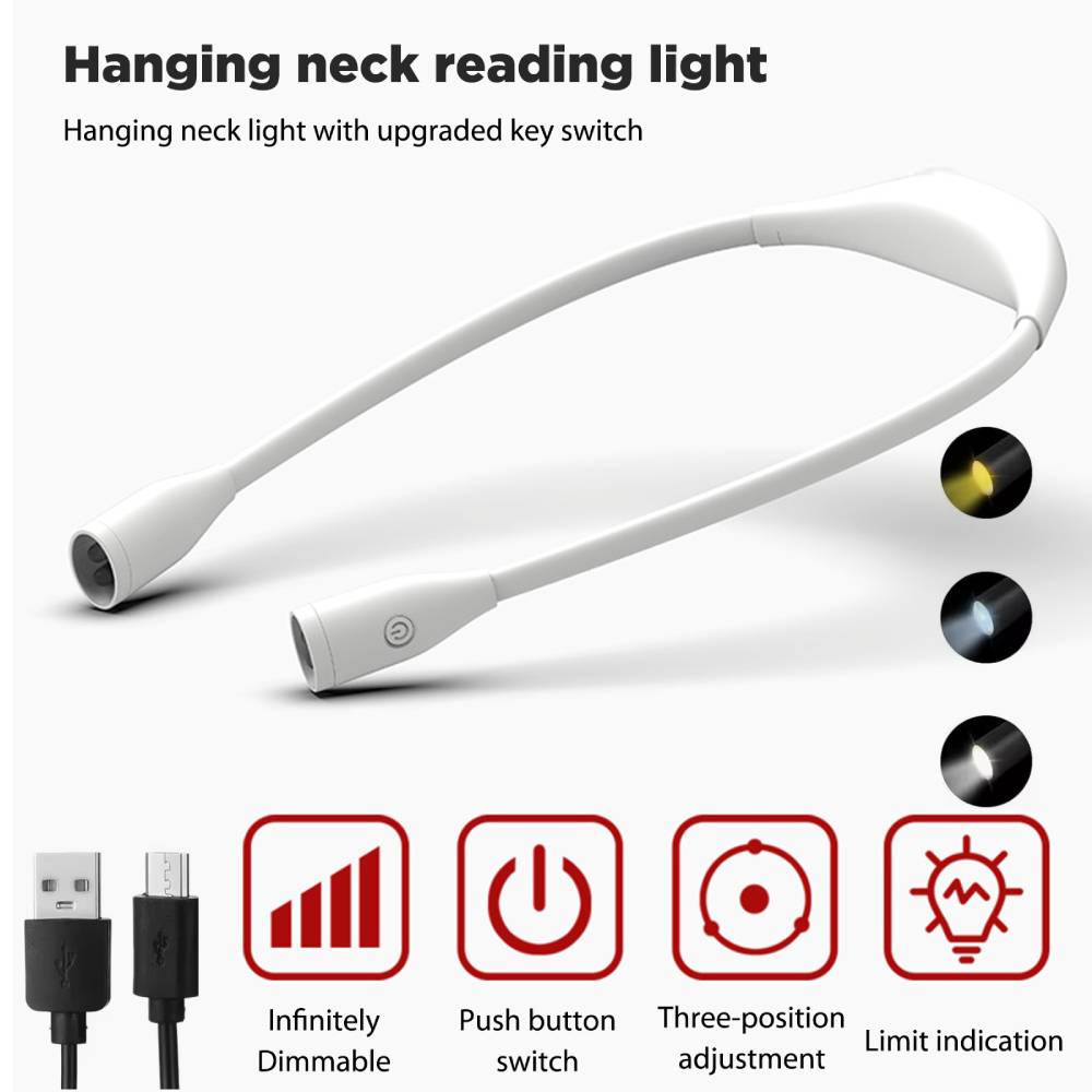 Book Light Flexible - قابلة للشحن LED الرقبة أضواء القراءة