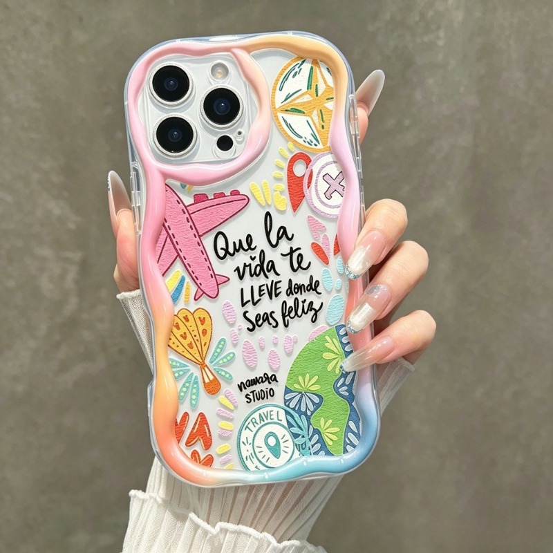 Travel Accessories Iphone - غطاء هاتف شفاف بنمط الطائرة والجرافيتي
