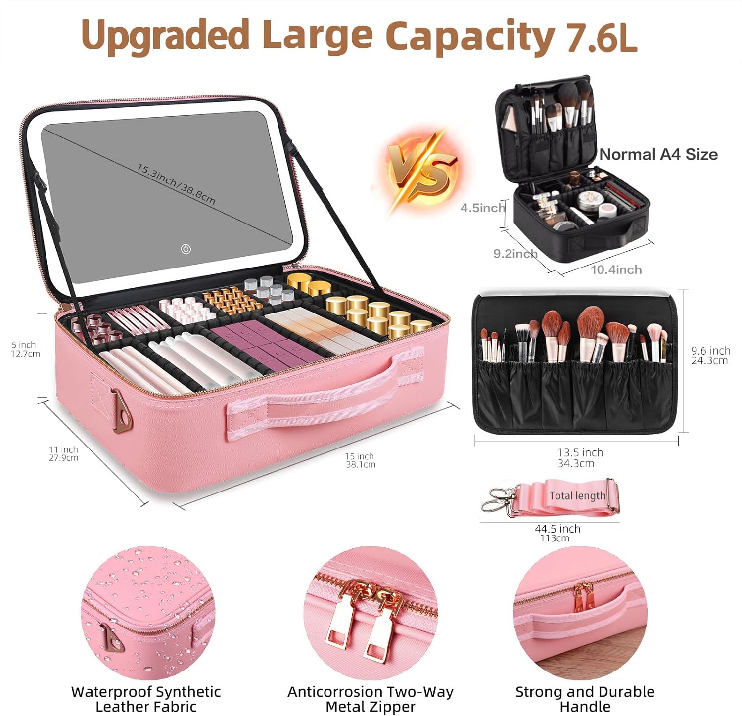 حقيبة مكياج كبيرة السعة 15''×1 - مراجعة Travel Accessories Organizer Case وسعره
